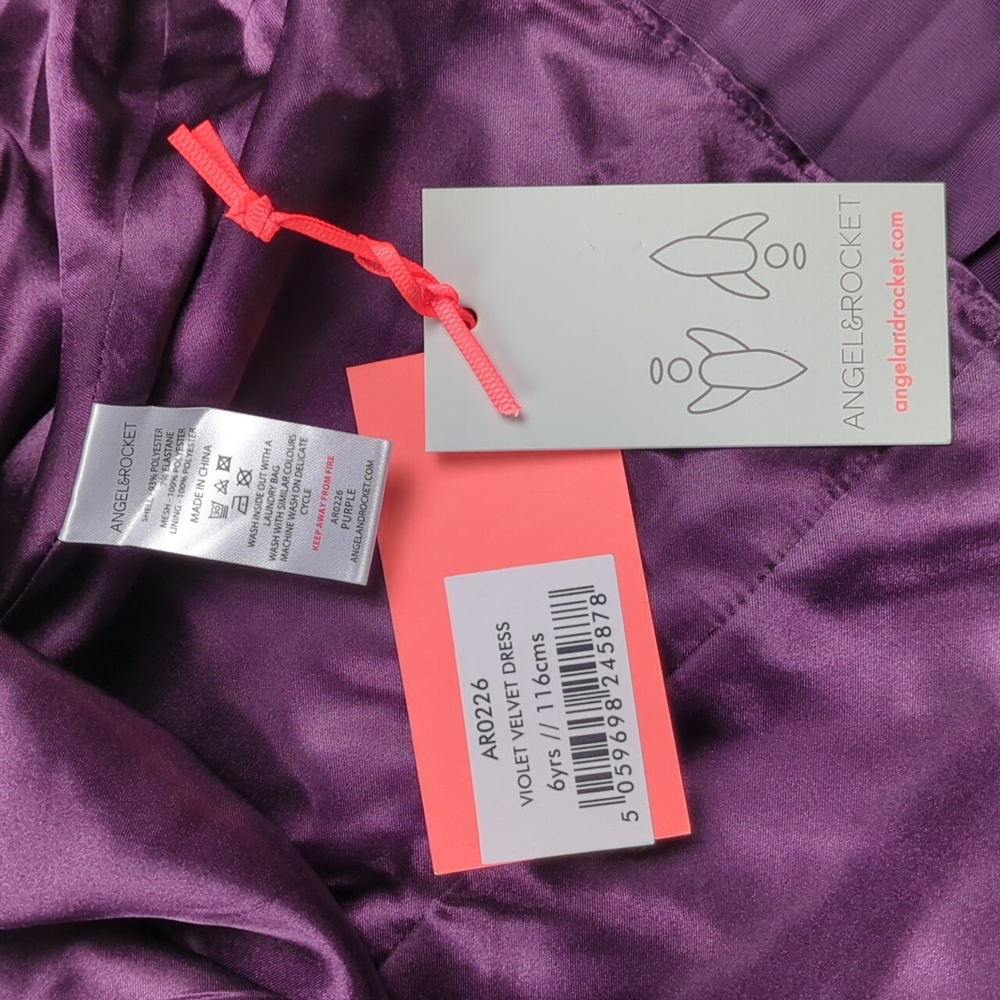 Angel & Rocket Purple Velvet Diamante Studs Puff Sleeve Dress - Size 6 - Picture 12 of 13